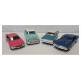 (4) Built 1:24 Plastic Car Models