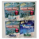 (4)  Johnny Lightning Holiday Muscle Ornaments