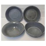 (4) Grey Mottled Agate Graniteware Basins