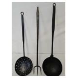 Antique Hand Forged Iron Cooking Utensils