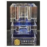 Glass Pen Holder/Vase For Tianjin Police w/OB