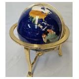 Gemstone World Globe With Brass Stand