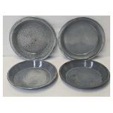 (4) Antique Grey Mottled Agate Graniteware Pie Pan