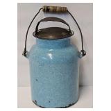 Antique Blue Agate Graniteware Milk Can