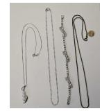 Sterling silver necklaces, chains & bracelet