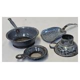 (4 Pcs) Antique Grey Mottled Agate Graniteware
