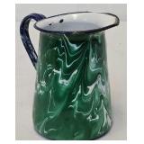 Green Swirl Chrysolite Graniteware Pitcher