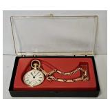 Westclox Railroad Case Pocket Watch & Chain