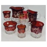 (7 pcs) Souvenir Ruby Flash Glassware