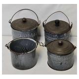 Antique Grey Mottled Agate Graniteware Buckets