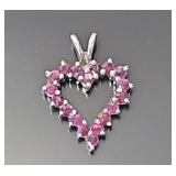 Sterling silver & ruby heart pendant