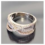 14k gold and pave set diamond ring