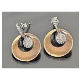 14kt gold & pave set diamond earrings