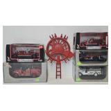 5 Die Cast Fire Engine Models & Cast Iron Trivet