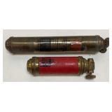 Vintage 8" & 4" Brass Presto Fire Extinguishers