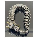 Sterling Silver reticulated dragon bracelet w