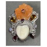 Sagen Sterling jeweled figural brooch/pendant