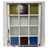 12 Pane 26" x 32" Window w/6 Stained Glass Panes