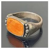Sterling Silver & orange agate ring