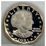 1981S Type 2 Susan B Anthony Proof Dollar