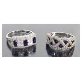 (2)Sterling Silver, Sapphire & CZ Rings