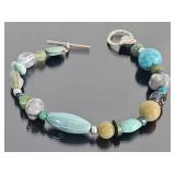 Beaded Bracelet w/Sterling Toggle Clasp
