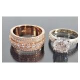 (2) Sterling Silver, Sapphire & CZ Rings