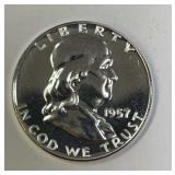 1957 Proof Franklin Silver Half Dollar