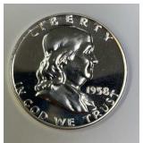 1958 Proof Franklin Silver Half Dollar