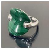 Sterling Silver & Malachite Saddle Ring