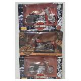 (3) 1:18 Die Cast Harley-Davidson Motorcycles