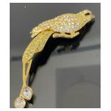 Designer Nolan Miller Rhinestone bird brooch