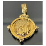 Gilt Sterling Silver Roman style pendant