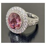 Judith Ripka Sterling & Faceted Pink CZ ring