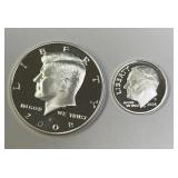 2008S Silver Proof Kennedy Half & Roosevelt Dime
