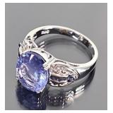 Sterling Silver & Blue Sapphire Ring