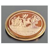 14KT God Apollo Shell Cameo Brooch