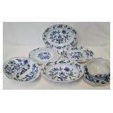 (6) Blue Danube Onion Pattern Serving Pieces