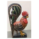 Carved 16" hand painted wooden rooster