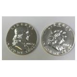 (2) 1962 Proof Franklin Silver Half Dollars