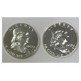 (2) 1963 Proof Franklin Silver Half Dollars