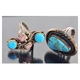(2) South West Sterling Silver & Turquoise Rings
