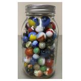 Quart Canning Jar Full of Vintage Marbles