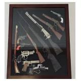12 Vintage Mini Cap Guns/Rifles in Glass Case