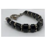 Sterling onyx toggle bracelet