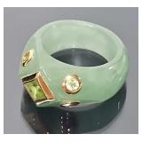 14KT Gold, Jade & Peridot Ring