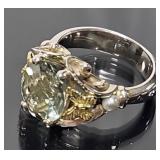 18k Gold and Sterling  5 ct Tourmaline Ring