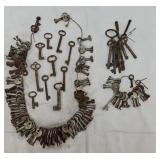 Collection of Antique Hollow Barrel Cabinet Keys