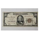 1929 $50 U.S. National Currency Note