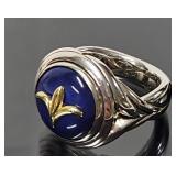 18k Gold and Sterling  Blue Lapis Ring